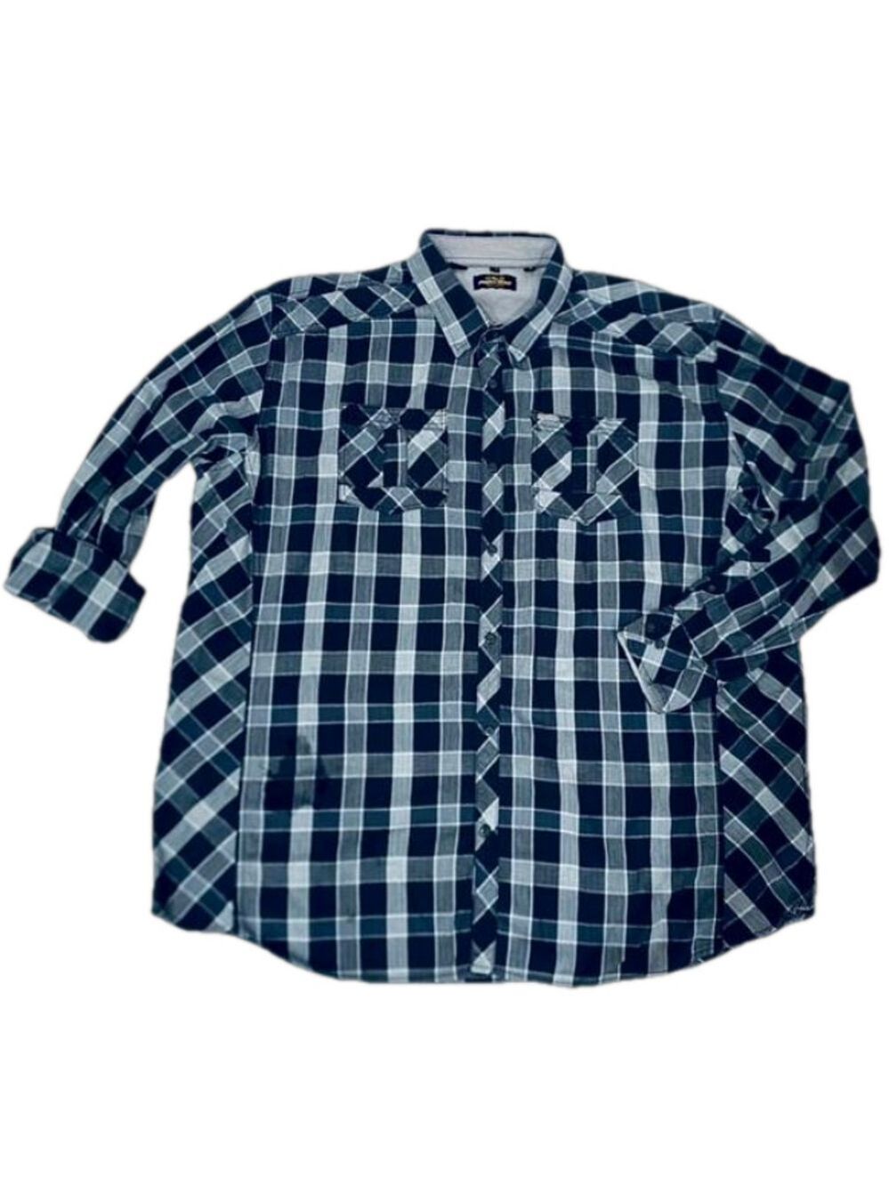 Point Zero Gold Black/Grey/White Check Plaid Casual Button-Up Shirt Size 3XT